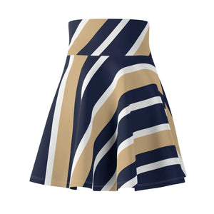 Navy & Gold Striped Skater Skirt, Retro Sway A-line - Skirts