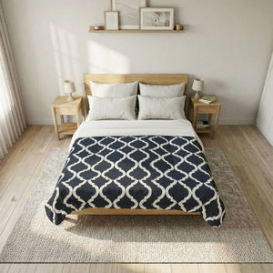 Navy Moroccan Trellis Cotton Comforter - Dipaliz - Quilts & Comforters