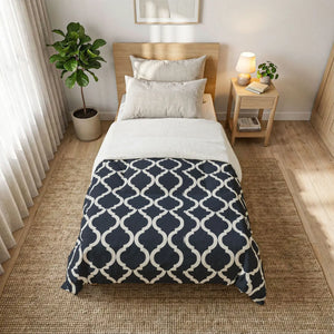 Navy Moroccan Trellis Cotton Comforter - Dipaliz - Quilts & Comforters