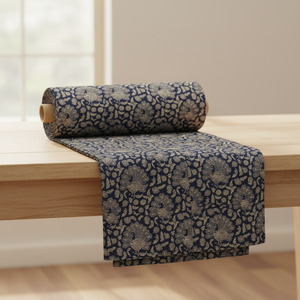 Navy peacock fabric bolt