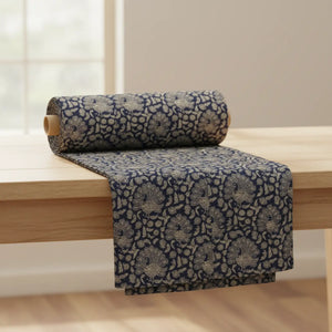 DipaliZ navy peacock paisley cotton fabric wound on a bolt