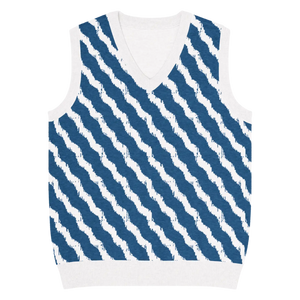 Retro Knit Vest - Stunning White Diagonal Stripe - Dipaliz - Vests
