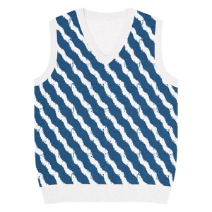 Navy White Diagonal Stripe Knit Vest - Retro Style - Dipaliz - s - Vests