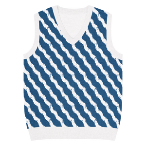 Retro Knit Vest - Stunning White Diagonal Stripe - Dipaliz - Vests