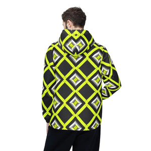 Outerwear - Neon Diamond Grid Windbreaker Jacket - Bold Geometric - Dipaliz