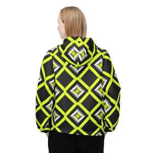 Outerwear - Neon Diamond Grid Windbreaker Jacket - Bold Geometric - Dipaliz