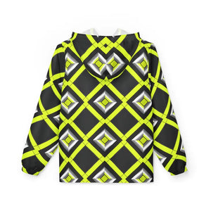 Outerwear - Neon Diamond Grid Windbreaker Jacket - Bold Geometric - Dipaliz