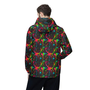 Outerwear - Neon Splash Windbreaker Jacket - Psychedelic Hooded - Dipaliz