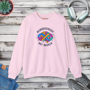 Neurodivergent not Broken Sweatshirt | Autistic Pride Identity-first - Light Pink / s