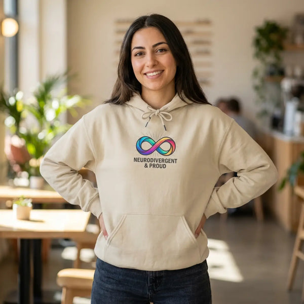 Soft Autistic Pride Hoodie Kangaroo Pouch - Dipaliz - s / Sand