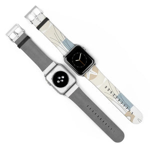 Abstract Floral Apple Watch Band - Neutral Faux Leather - Dipaliz - Bands