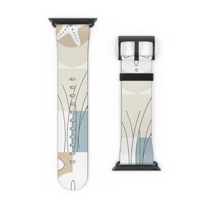 Abstract Floral Apple Watch Band - Neutral Faux Leather - Dipaliz - Bands