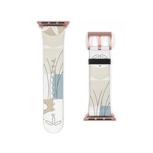 Abstract Floral Apple Watch Band - Neutral Faux Leather - Dipaliz - Bands