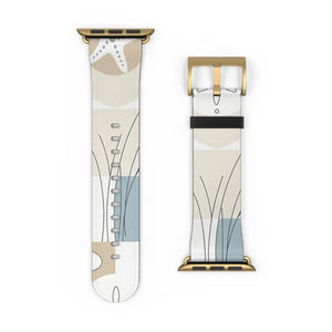 Abstract Floral Apple Watch Band - Neutral Faux Leather - Dipaliz - Bands