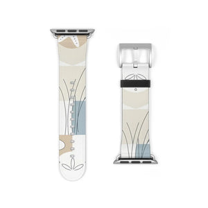 Abstract Floral Apple Watch Band - Neutral Faux Leather - Dipaliz - Bands