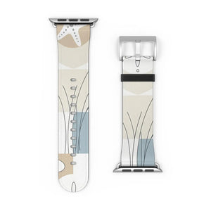 Abstract Floral Apple Watch Band - Neutral Faux Leather - Dipaliz - Bands