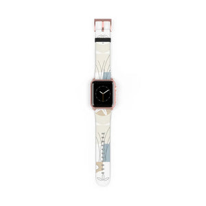 Abstract Floral Apple Watch Band - Neutral Faux Leather - Dipaliz - Bands