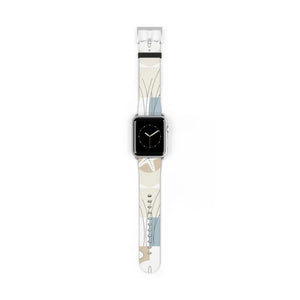 Abstract Floral Apple Watch Band - Neutral Faux Leather - Dipaliz - Bands