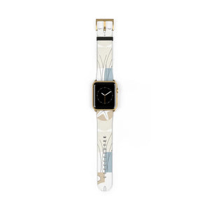 Abstract Floral Apple Watch Band - Neutral Faux Leather - Dipaliz - Bands