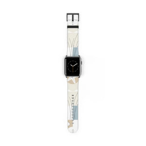 Abstract Floral Apple Watch Band - Neutral Faux Leather - Dipaliz - Bands