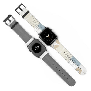 Abstract Floral Apple Watch Band - Neutral Faux Leather - Dipaliz - Bands