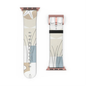 Abstract Floral Apple Watch Band - Neutral Faux Leather - Dipaliz - Bands