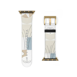 Abstract Floral Apple Watch Band - Neutral Faux Leather - Dipaliz - Bands