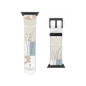 Abstract Floral Apple Watch Band - Neutral Faux Leather - Dipaliz - Bands