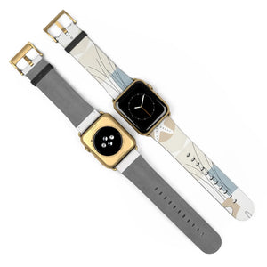 Abstract Floral Apple Watch Band - Neutral Faux Leather - Dipaliz - Bands