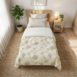 Geometric Cotton Comforter – Neutral Triangle - Dipaliz - Quilts & Comforters