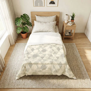 Geometric Cotton Comforter – Neutral Triangle - Dipaliz - Quilts & Comforters