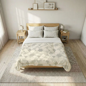 Geometric Cotton Comforter – Neutral Triangle - Dipaliz - Quilts & Comforters
