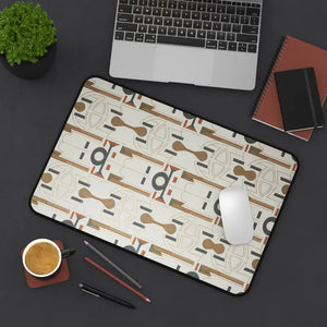 Geometric Pattern Desk Mat - Neutral Midcentury Design - Dipaliz - 12’’ × 18’’ - Computer Accessories