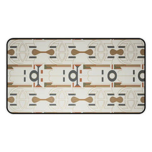 Geometric Pattern Desk Mat - Neutral Midcentury Design - Dipaliz - 12’’ × 22’’ - Computer Accessories