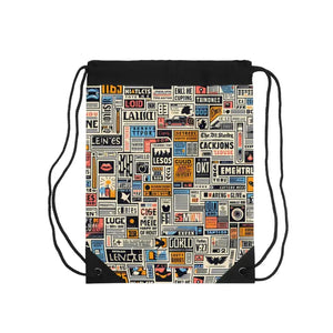 Outdoor Drawstring Bag Vintage Newspaper Clipping Fully Lined Dipaliz - one Size - Backpacks