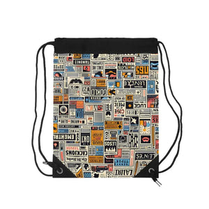 Outdoor Drawstring Bag Vintage Newspaper Clipping Fully Lined Dipaliz - one Size - Backpacks