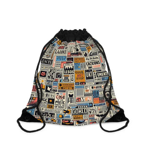 Outdoor Drawstring Bag Vintage Newspaper Clipping Fully Lined Dipaliz - one Size - Backpacks