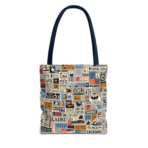 Durable News Clippings Pattern Aop Tote Bag - Dipaliz - Bags