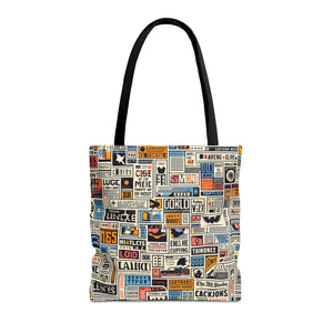 Durable News Clippings Pattern Aop Tote Bag - Dipaliz - Bags