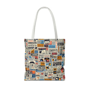 Durable News Clippings Pattern Aop Tote Bag - Dipaliz - Bags