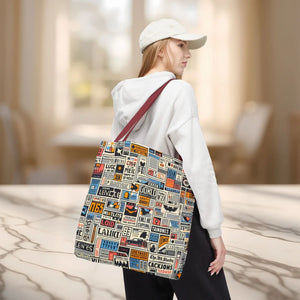 Durable News Clippings Pattern Aop Tote Bag - Dipaliz - Bags