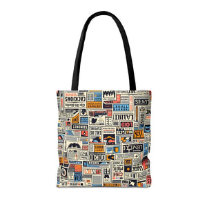 Durable News Clippings Pattern Aop Tote Bag - Dipaliz - Bags