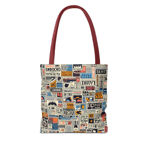Durable News Clippings Pattern Aop Tote Bag - Dipaliz - Bags