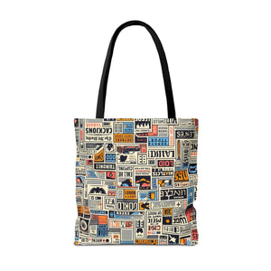 Durable News Clippings Pattern Aop Tote Bag - Dipaliz - Bags