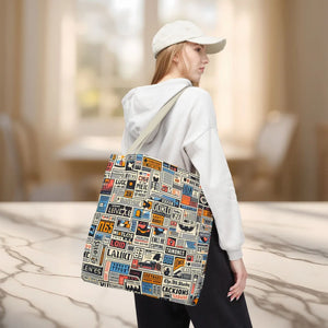 Durable News Clippings Pattern Aop Tote Bag - Dipaliz - Bags