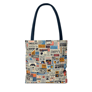 Durable News Clippings Pattern Aop Tote Bag - Dipaliz - Bags