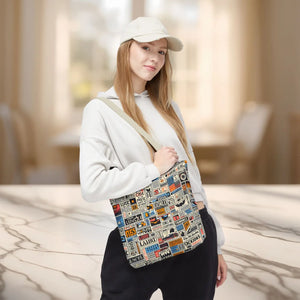 Durable News Clippings Pattern Aop Tote Bag - Dipaliz - Bags