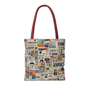 Durable News Clippings Pattern Aop Tote Bag - Dipaliz - Bags