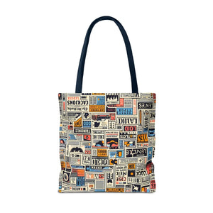 Durable News Clippings Pattern Aop Tote Bag - Dipaliz - Bags