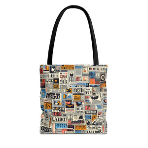 Durable News Clippings Pattern Aop Tote Bag - Dipaliz - Bags